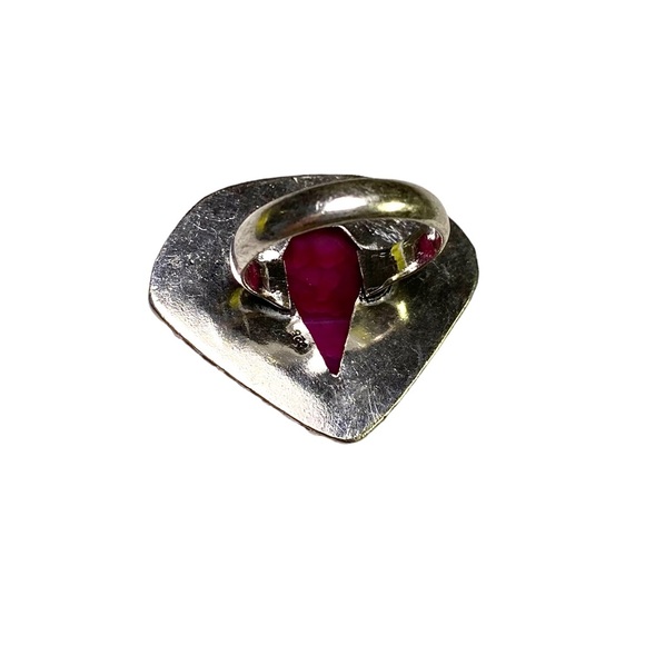 Pink Solar Agate Gemstone in a Handcrafted Vintage-Look 925 Stamped Ring (8) - Picture 7 of 8